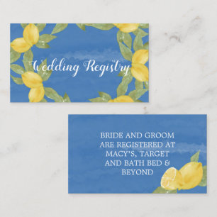Lemons Blue Paint Wedding Registry Enclosure Kaart Visitekaartje