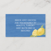 Lemons Blue Paint Wedding Registry Enclosure Kaart Visitekaartje (Achterkant)