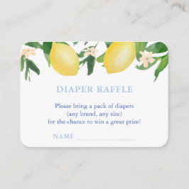 Lemons Blue Tiles Diaper Raffle Boy Baby shower Informatiekaartje