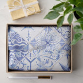 Lemons Blue White Rustic Farmhouse Tile Decoupage Tissuepapier (Geschenk)