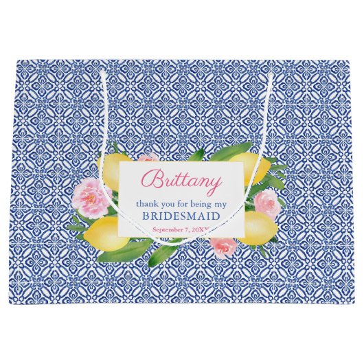 Lemons Blue White Tegels, gemaakt van eerlijkheid  Groot Cadeauzakje (Voorkant)