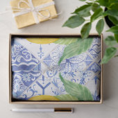 Lemons Blue White Tile Rustic Farmhouse ontkoppeli Tissuepapier (Geschenk)
