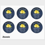 Lemons Blue Wood Wedding Bedankt Limoncello Ronde Sticker<br><div class="desc">Elegant Waterverf Lemons Homemade Limoncello Wedding Hartelijk dank - Rustisch blauw hout</div>