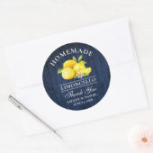 Lemons Blue Wood Wedding Bedankt Limoncello Ronde Sticker (Envelop)