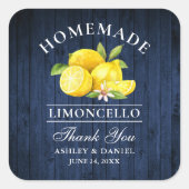Lemons Blue Wood Wedding Bedankt Limoncello Vierkante Sticker (Voorkant)