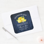Lemons Blue Wood Wedding Bedankt Limoncello Vierkante Sticker (Envelop)