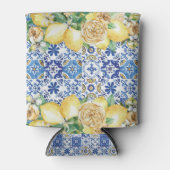 Lemons Blue Yellow Mosaic Mediterranean Tegels Blikjeskoeler (Voorkant)