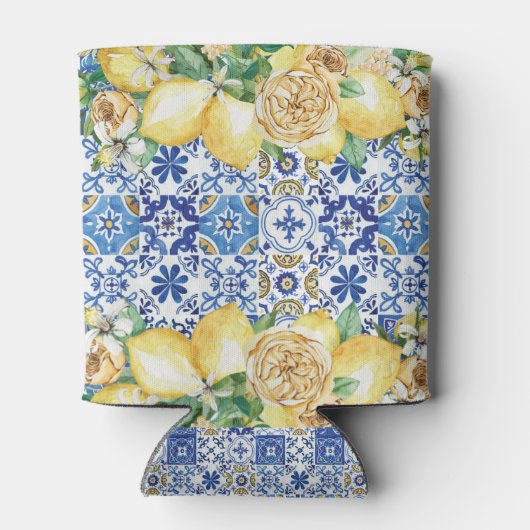 Lemons Blue Yellow Mosaic Mediterranean Tegels Blikjeskoeler (Achterkant)