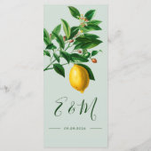 Lemons Botanical Green Summer Monogram Menu (Achterkant)
