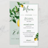 Lemons Botanical Green Summer Monogram Menu (Voorkant / Achterkant)