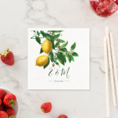 Lemons Botanical Green Summer Monogram Servet (Insitu)