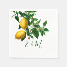 Lemons Botanical Green Summer Monogram Servet