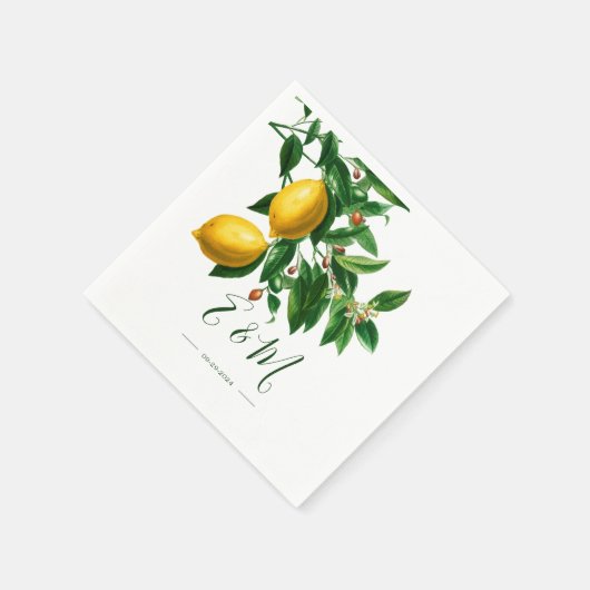 Lemons Botanical Green Summer Monogram Servet (Hoek)