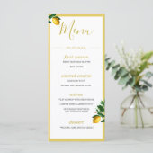Lemons Botanical Green Yellow Summer Monogram Menu (Staand voorkant)
