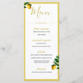 Lemons Botanical Green Yellow Summer Monogram Menu (Voorkant)