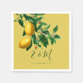 Lemons Botanical Green Yellow Summer Monogram Servet (Voorkant)