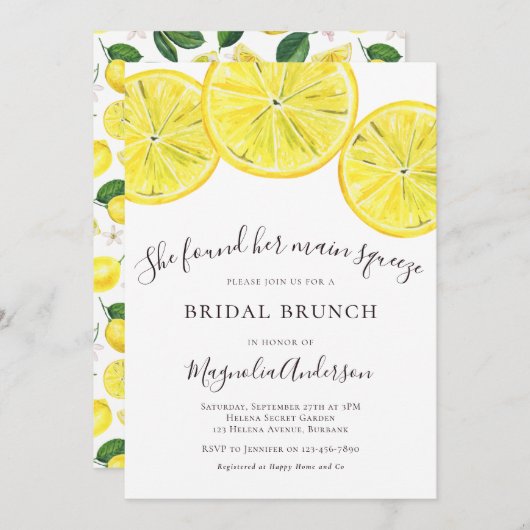 Lemons Bridal Brunch Uitnodiging (Voorkant / Achterkant)
