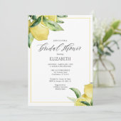 Lemons Bridal Shower Invitation Yellow Border Kaart (Staand voorkant)