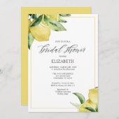 Lemons Bridal Shower Invitation Yellow Border Kaart (Voorkant / Achterkant)