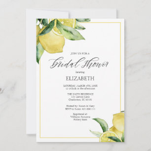 Lemons Bridal Shower Invitation Yellow Border Kaart
