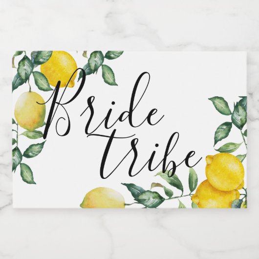 Lemons Bride Tribe voorstel gunst Sparkling Wijnetiket (Enkel label)