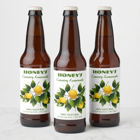 Lemons Citrus Fruit Floral Bier Etiket (Flessen)
