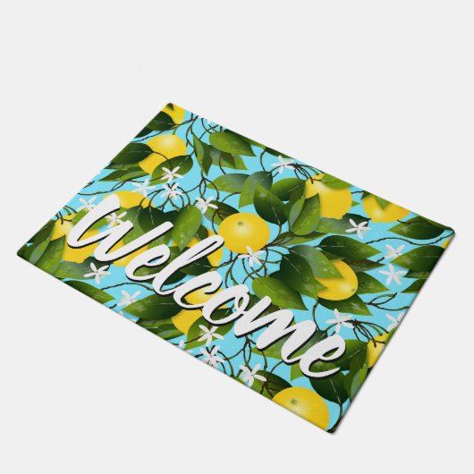Lemons Citrus Fruit Floral Deurmat (Schuin)