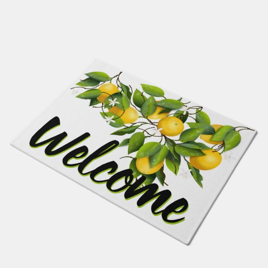 Lemons Citrus Fruit Floral Deurmat (Schuin)
