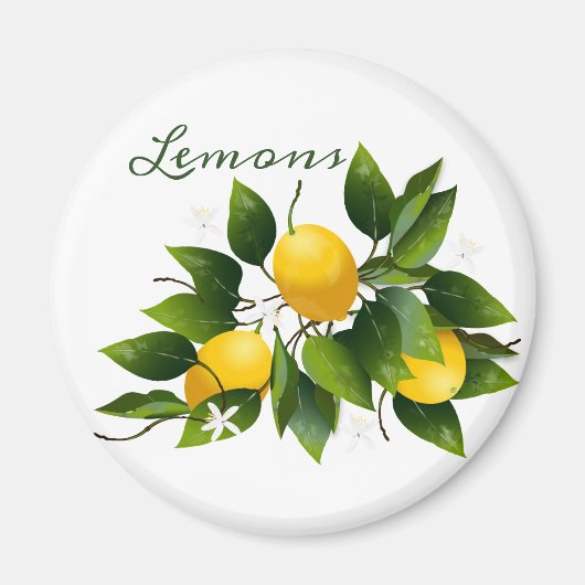 Lemons Citrus Fruit Floral Magneet (Voorkant)