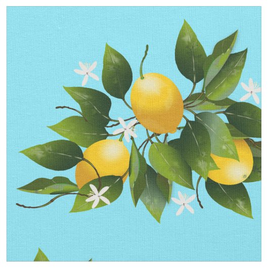 Lemons Citrus Fruit Floral Stof (Close Up)