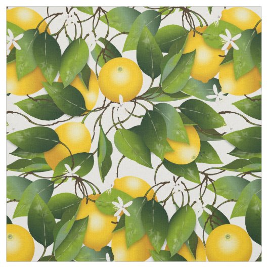 Lemons Citrus Fruit Floral Stof (Swatch)