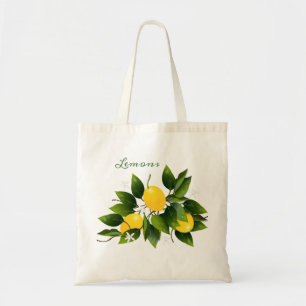 Lemons Citrus Fruit Floral Tote Bag