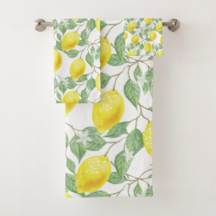 Lemons Citrus Fruit Yellow Pattern Trendy Bad Handdoek