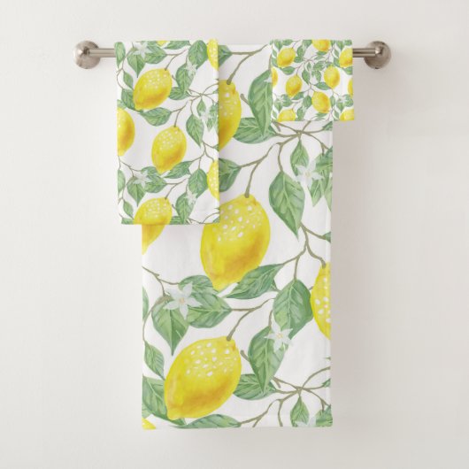 Lemons Citrus Fruit Yellow Pattern Trendy Bad Handdoek (Insitu)