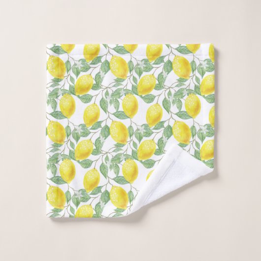 Lemons Citrus Fruit Yellow Pattern Trendy Bad Handdoek (Wasdoekje)
