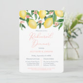 Lemons Citrus Pink Wedding Rehearsal and Dinner Kaart (Staand voorkant)
