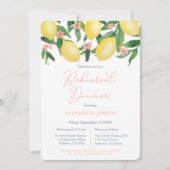 Lemons Citrus Pink Wedding Rehearsal and Dinner Kaart (Voorkant)