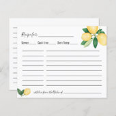 Lemons Citrus Recipe Kaart Vrijgezellenfeest (Voorkant / Achterkant)