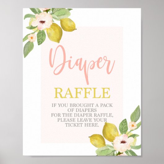 Lemons Diaper Raffle Shower-bord Poster (Voorkant)