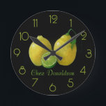 Lemons die nog steeds leven op Canvas schilderend  Ronde Klok<br><div class="desc">Klaar om aan uw specificaties te worden aangepast. Olie op Canvas door Jan Sinclair. Meer zien hier... </div>