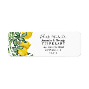 Lemons elegant bruiloft   Retouradreslabel Etiket