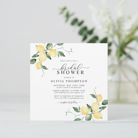 Lemons Elegant Waterverf Vrijgezellenfeest Kaart (Staand voorkant)