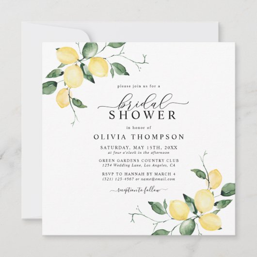 Lemons Elegant Waterverf Vrijgezellenfeest Kaart (Voorkant)