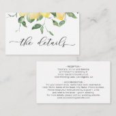 Lemons Elegant Waterverf Wedding Details Informatiekaartje (Voorkant / Achterkant)