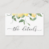 Lemons Elegant Waterverf Wedding Details Informatiekaartje (Voorkant)
