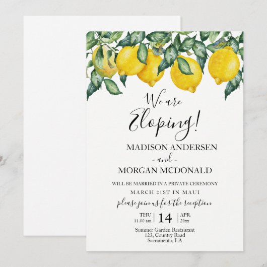 Lemons Elopement-uitnodiging Kaart (Voorkant / Achterkant)