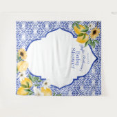 Lemons en Antiek blauw patroonpatroon Baby shower Wandkleed (Voorkant (horizontaal))