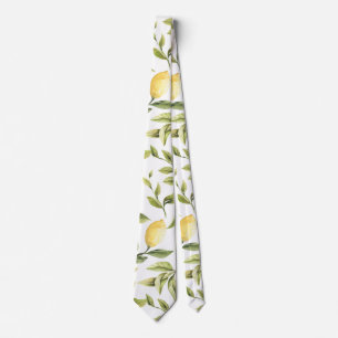 Lemons en bladeren Botanische Waterverf Stropdas