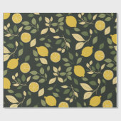 Lemons en bladeren cadeaupapier (Vlak)