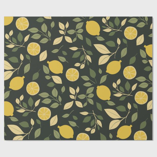 Lemons en bladeren cadeaupapier (Vlak)